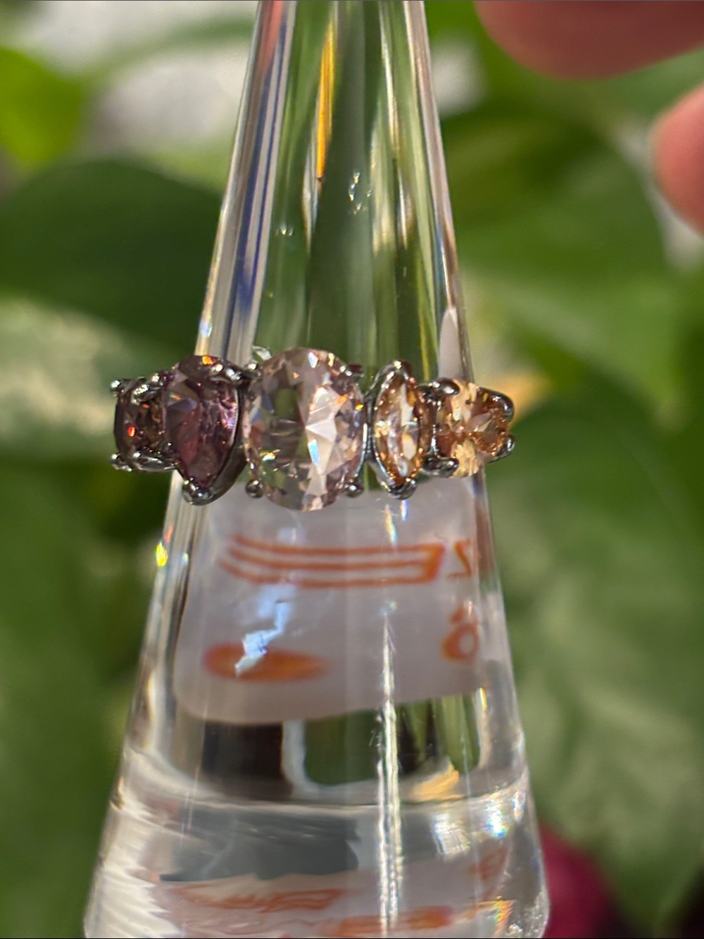 Multi-Stone Pink and Champagne Crystal Ring for Women